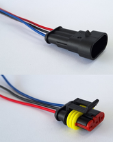 Kit Chicote Completo – 3 Vias | Conector Macho e Fêmea com Cabos – Automotivo & Agrícola