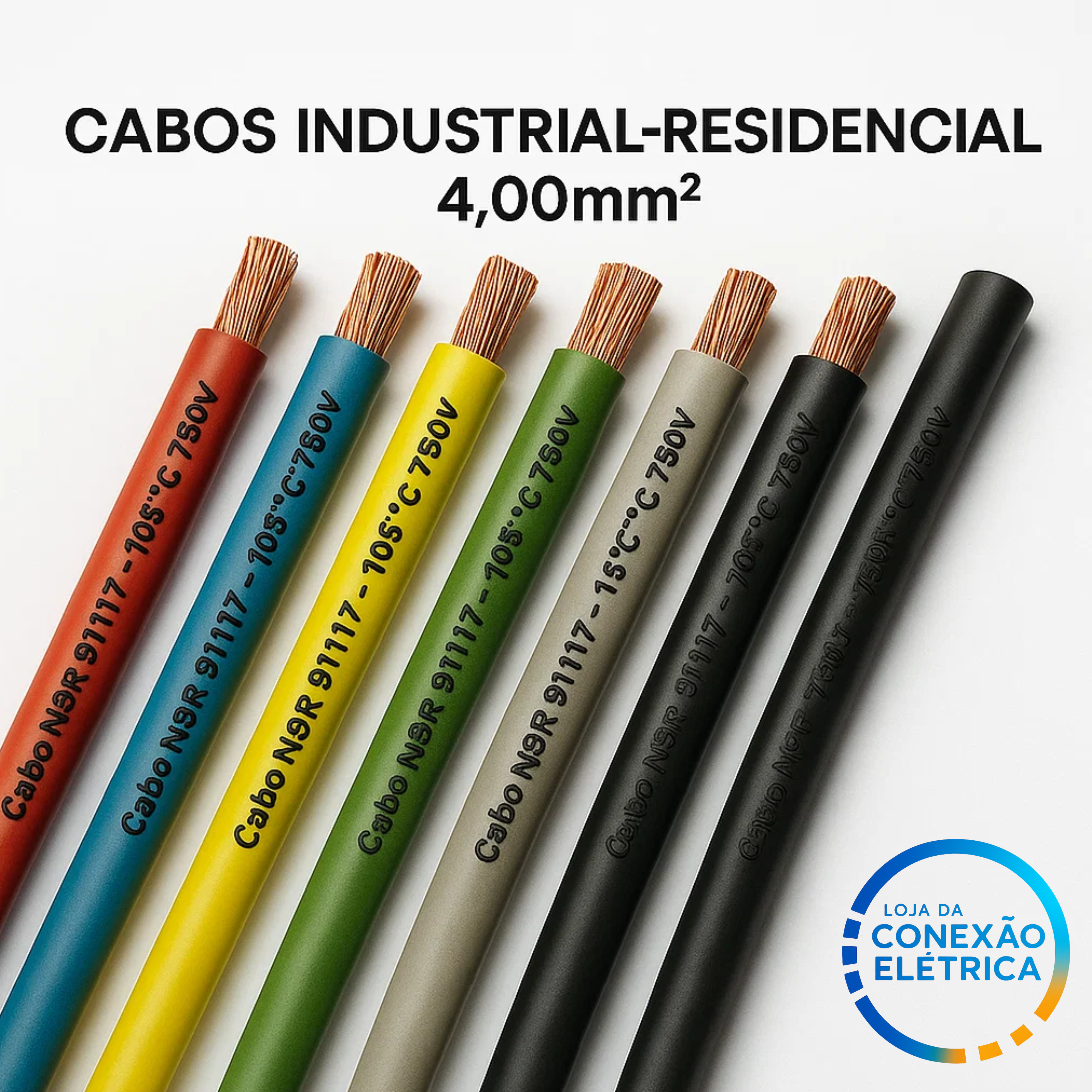 Cabo Flexível 4,00mm2 105ºC 750V NBR 9117