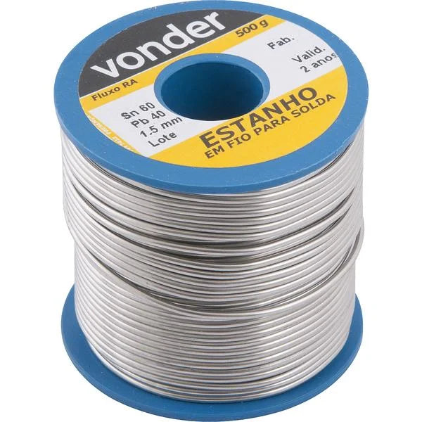Estanho em fio 1,5 mm 60 x 40 com 500 g VONDER-7451604015