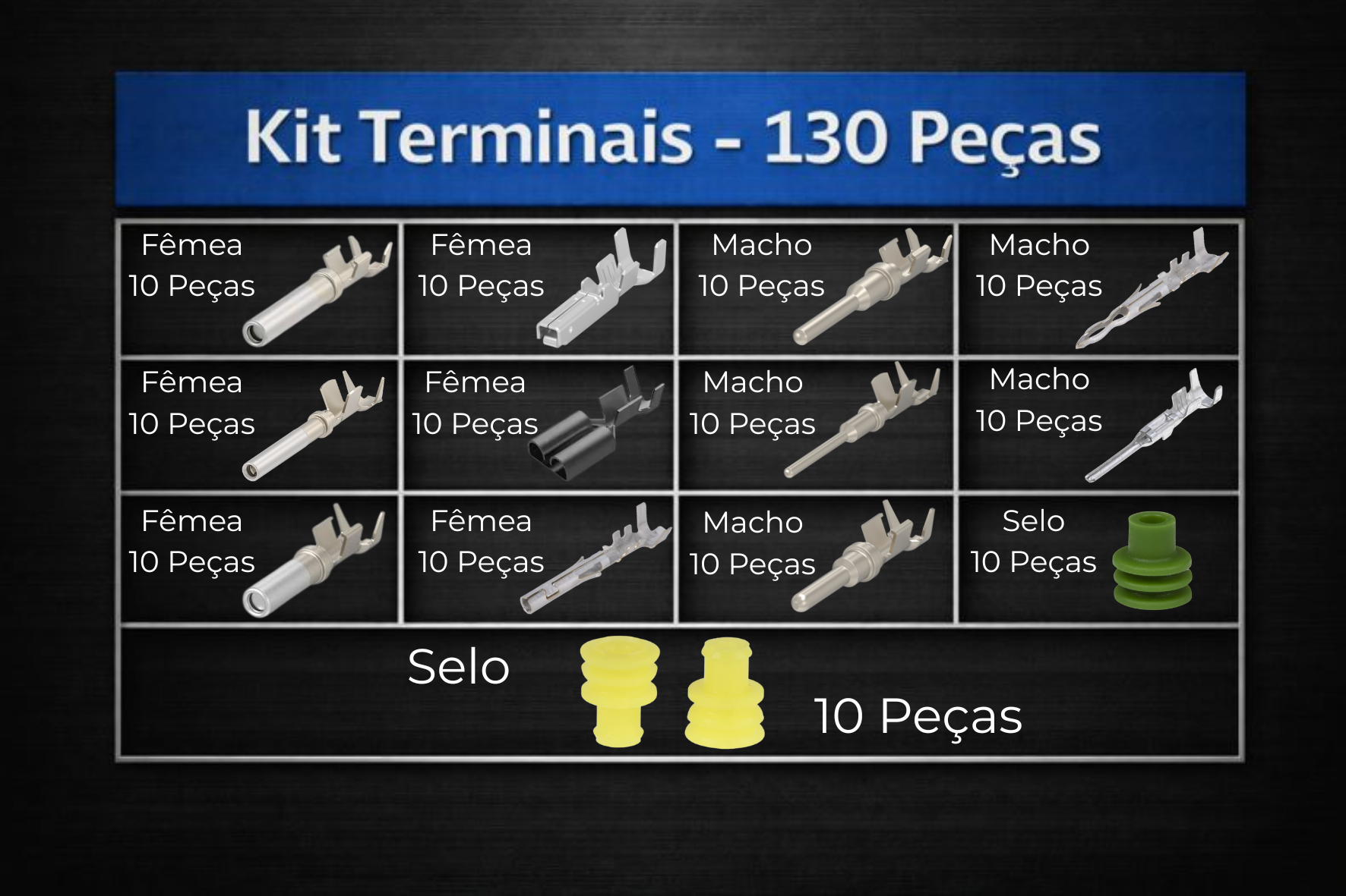 Kit Terminais Elétricos - 130 Peças