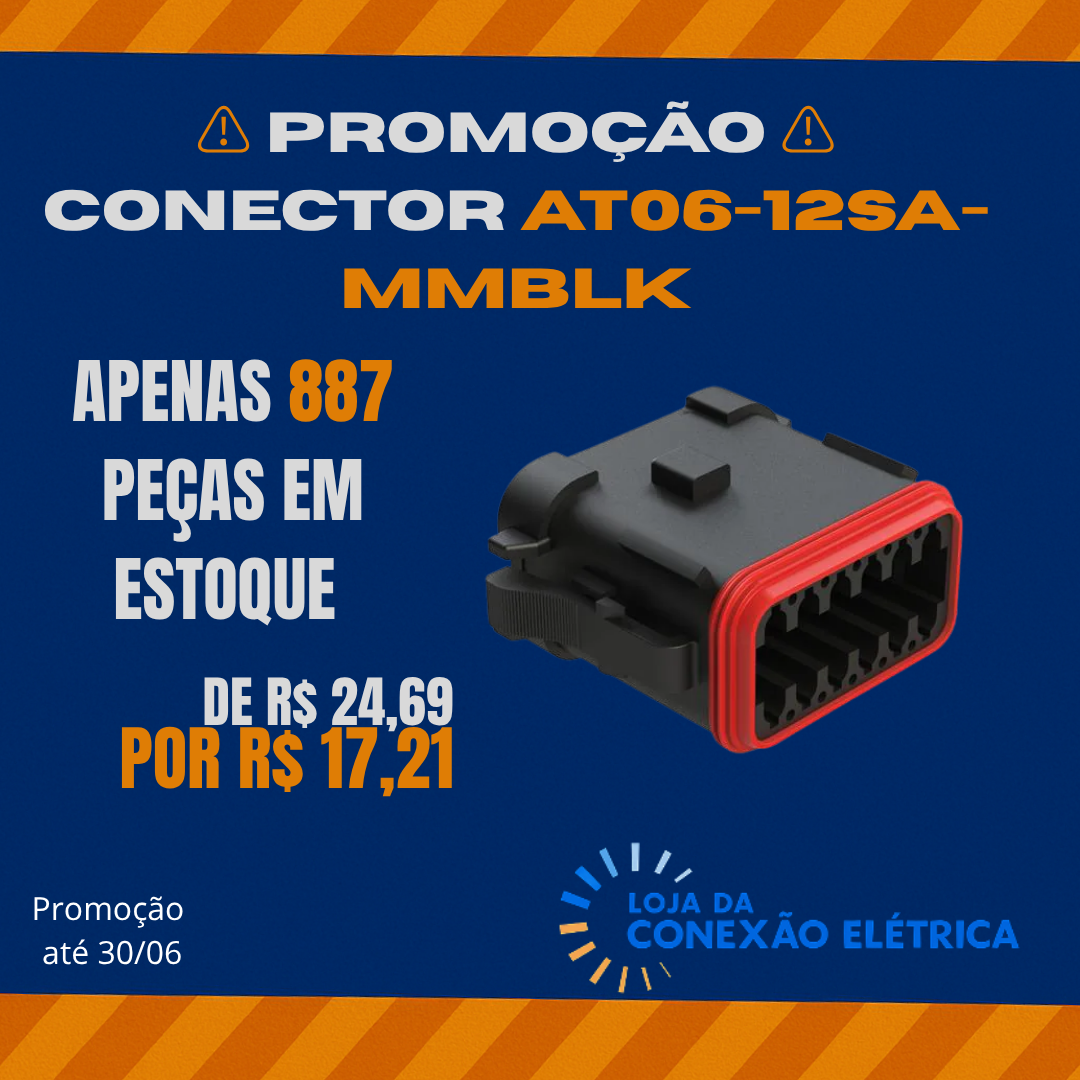 Promoção Conector 12 Vias - AT06-12SA-MMBLK - Loja da Conexão Elétrica