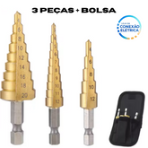 Kit 3 Brocas Escalonada 3-12mm, 4-12mm, 4-20mm - Loja da Conexão Elétrica