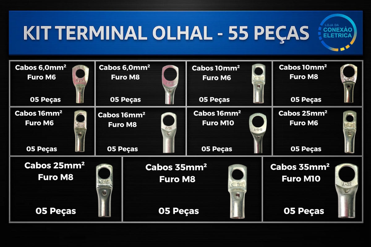 Kit Terminal Olhal - 55 Peças