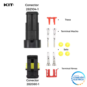 Kit 10 peças Conectores Superseal Macho e Fêmea - 2 vias - Loja da Conexão Elétrica