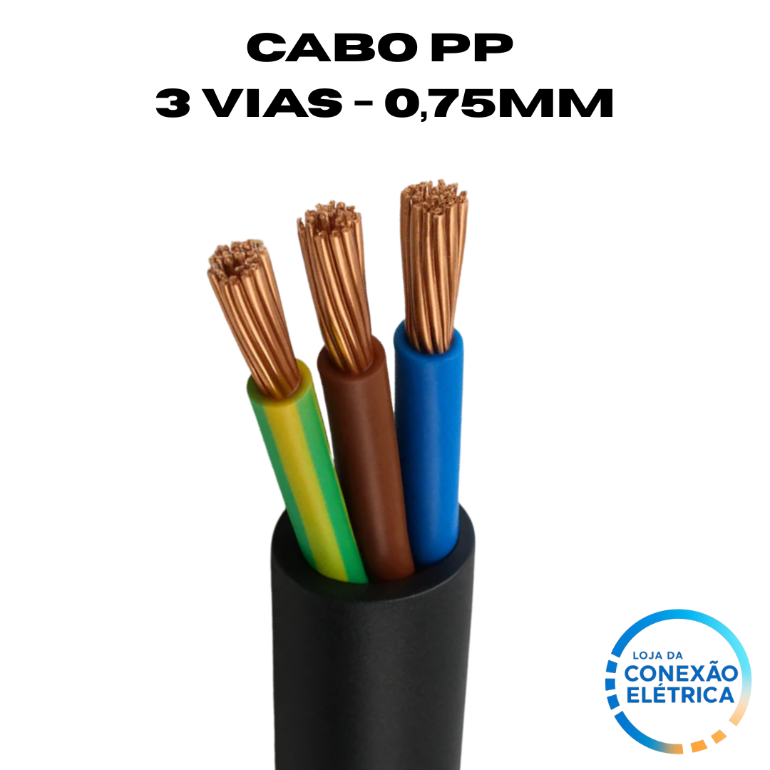 Cabo PP 3X0,75mm² 70°C 500V NM 247 - AZ, MR, TERRA - Loja da Conexão Elétrica