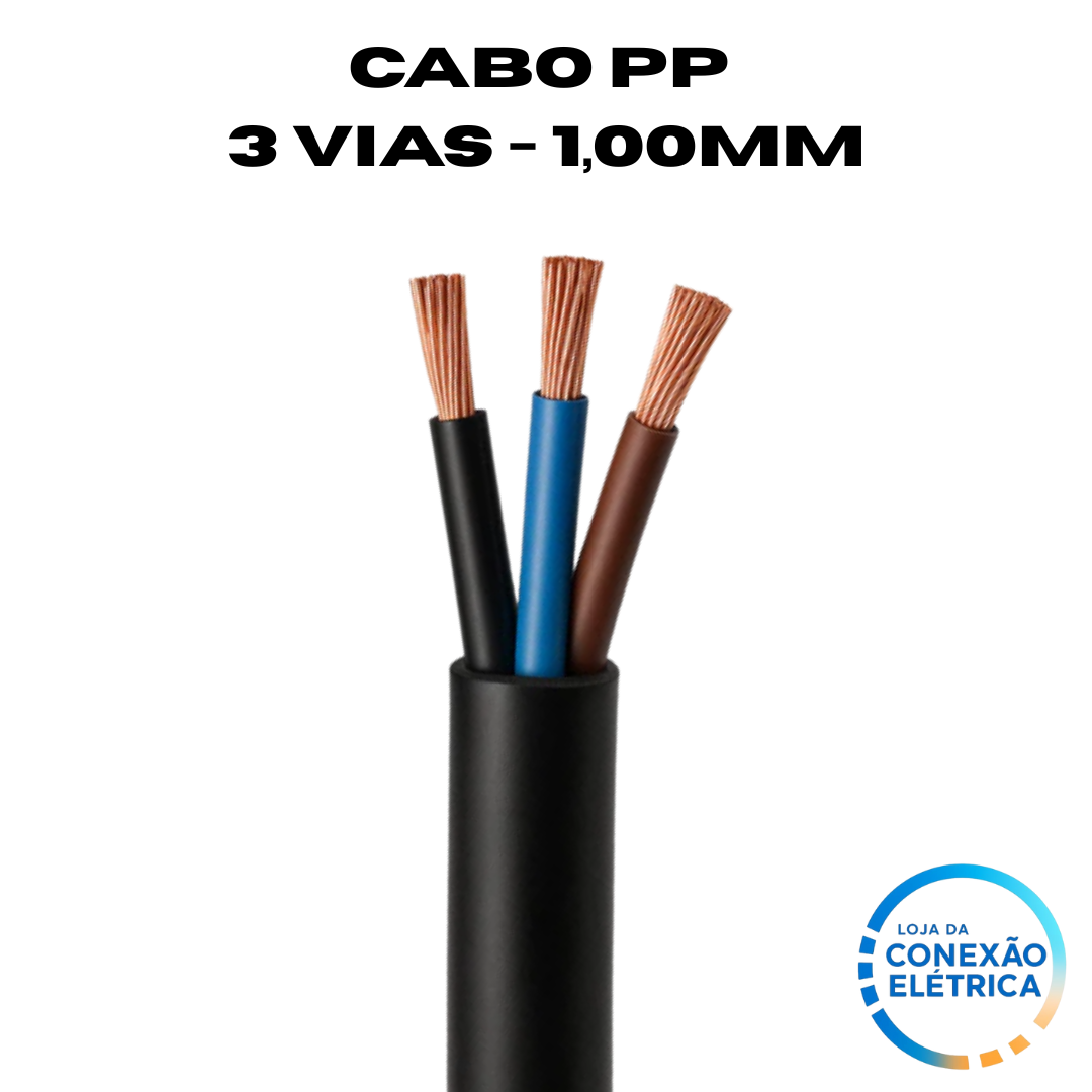 Cabo PP 3X1,00mm² 70°C 500V NM 247-5 - MR, AZ, PT - Loja da Conexão Elétrica