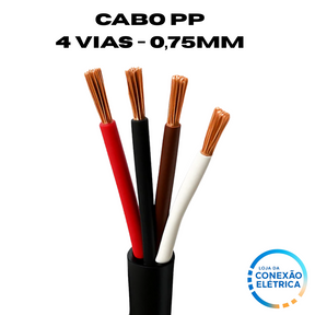 Cabo PP 4X0,75mm² 105°C 750V NBR 9117 - BR, VM, PT, MR - Loja da Conexão Elétrica