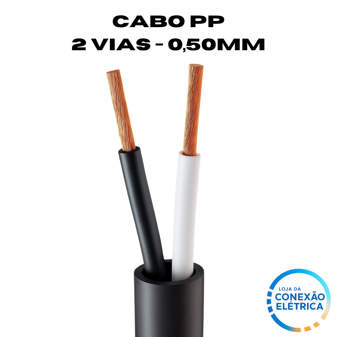 Cabo PP 2X0,50mm² 105°C 750V NBR 9117- BR, PT - Loja da Conexão Elétrica