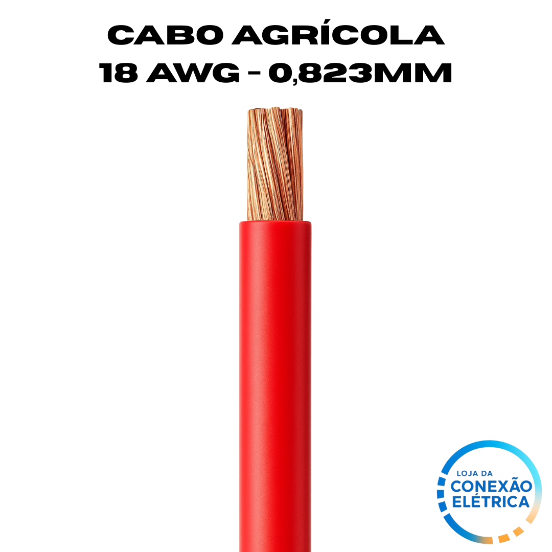 Cabo Agrícola 18awg (0,823mm2) - Norma SAE J1128 GXL XLPE - Rolo de 100 metros - Loja da Conexão Elétrica
