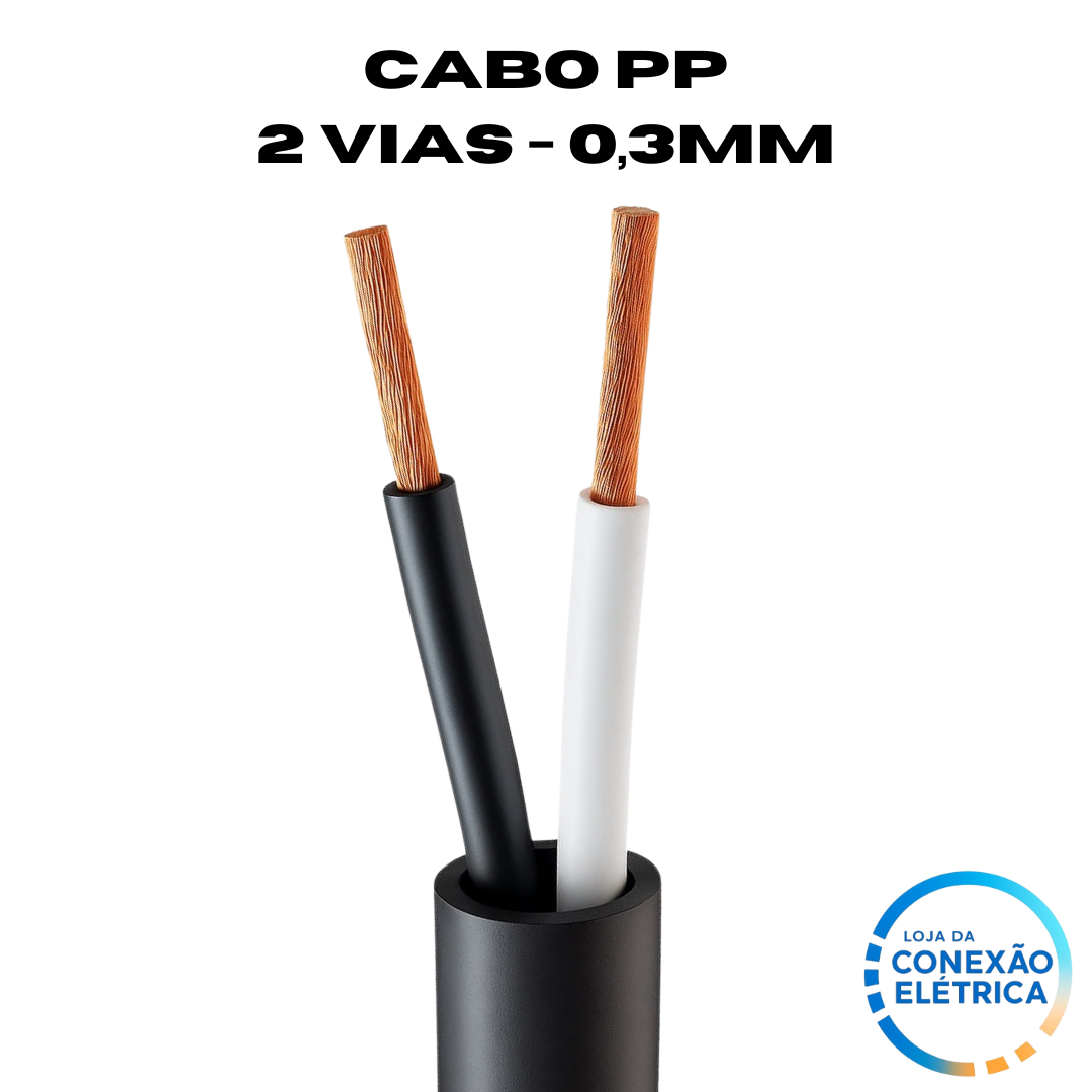 Cabo PP 2X0,3mm² 70°C 500V - BR, PT - Loja da Conexão Elétrica