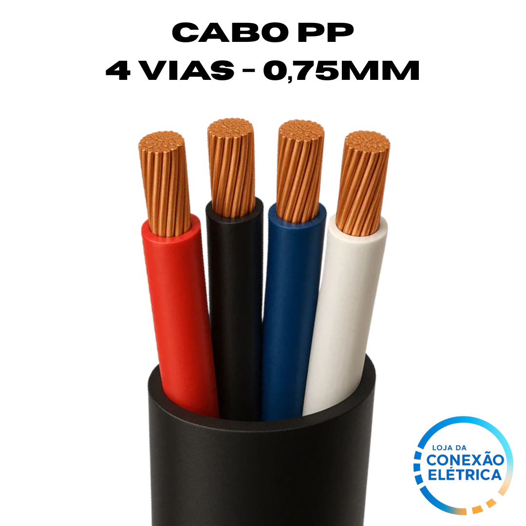 Cabo PP 4X0,75mm² 70°C 500V NM 247 - VM, PT, AZ,BR - Loja da Conexão Elétrica