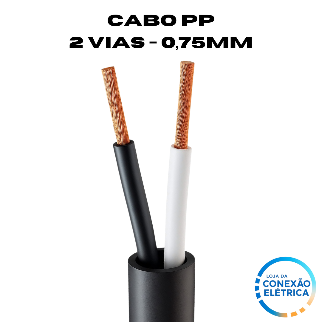 Cabo PP 2X0,75mm² 105°C 750V NBR 9117 - BR,PT - Loja da Conexão Elétrica