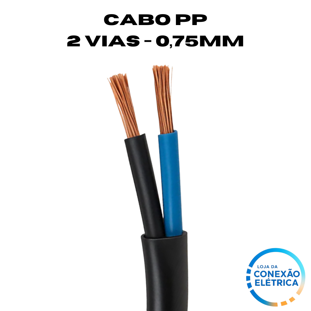 Cabo PP 2X0,75mm² 70°C 500V NM 247 CL5 - PT, AZ - Loja da Conexão Elétrica