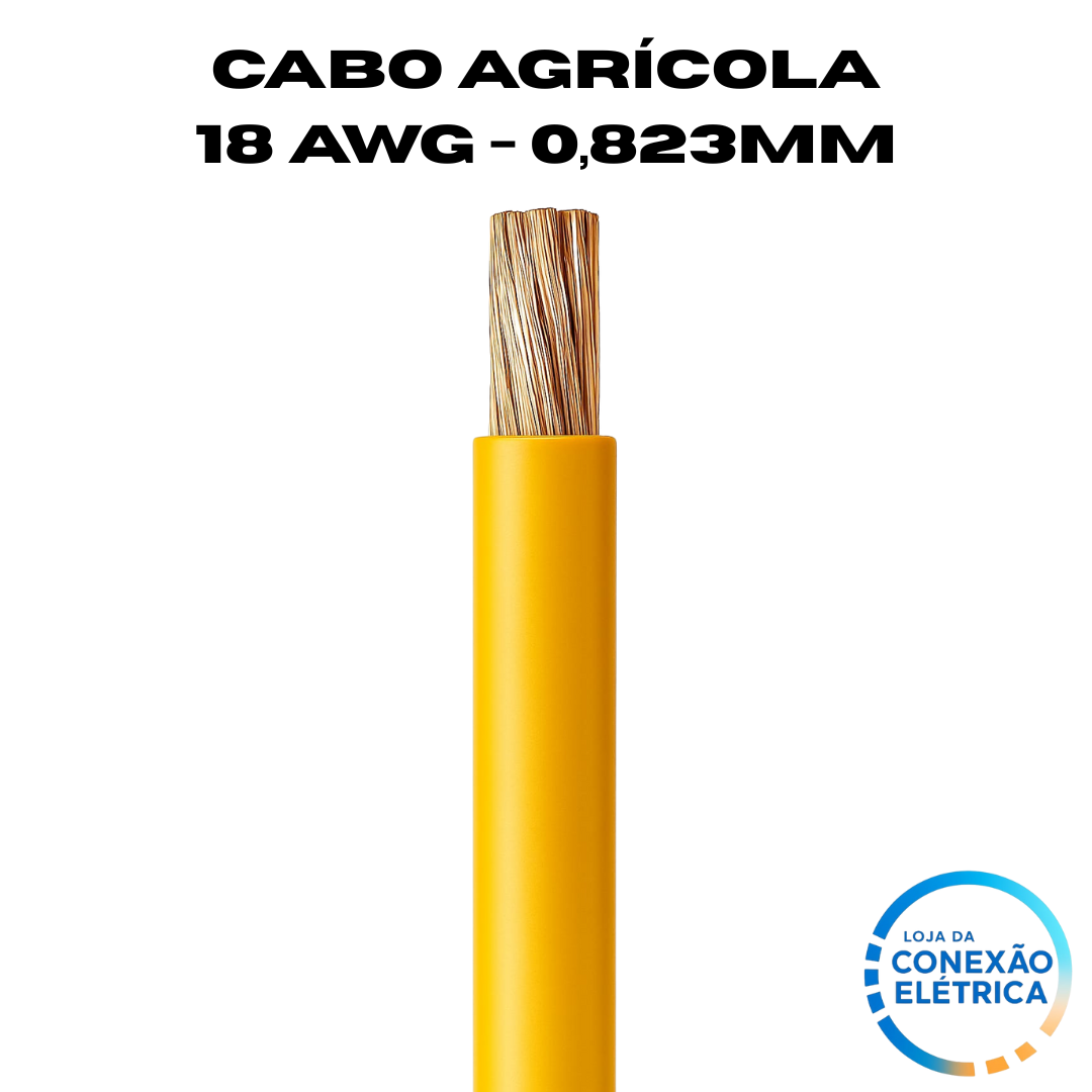 Cabo Agrícola 18awg (0,823mm2) - Norma SAE J1128 GXL XLPE - Rolo de 100 metros - Loja da Conexão Elétrica