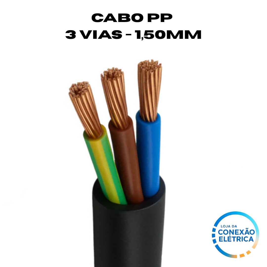 Cabo PP 3X1,50mm² 70°C 500V NM 247 - MR, AZ, VD/AM - Loja da Conexão Elétrica