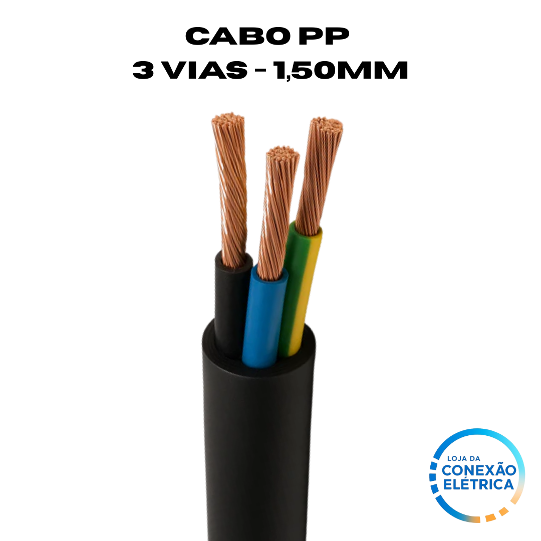 Cabo PP 3X1,50mm² 70°C 500V NM 247 - PT, AZ, VD/AM - Loja da Conexão Elétrica
