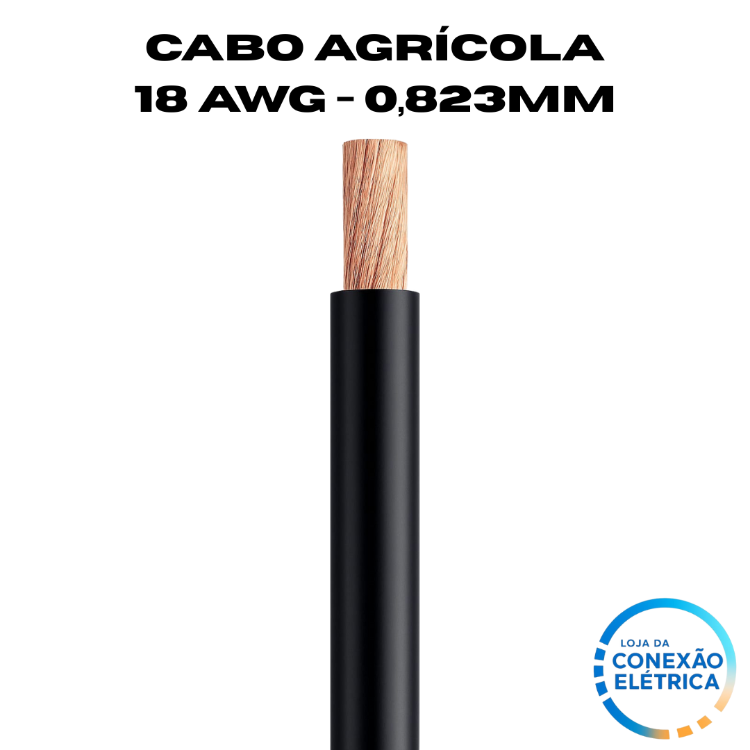 Cabo Agrícola 18awg (0,823mm2) - Norma SAE J1128 GXL XLPE - Rolo de 100 metros - Loja da Conexão Elétrica