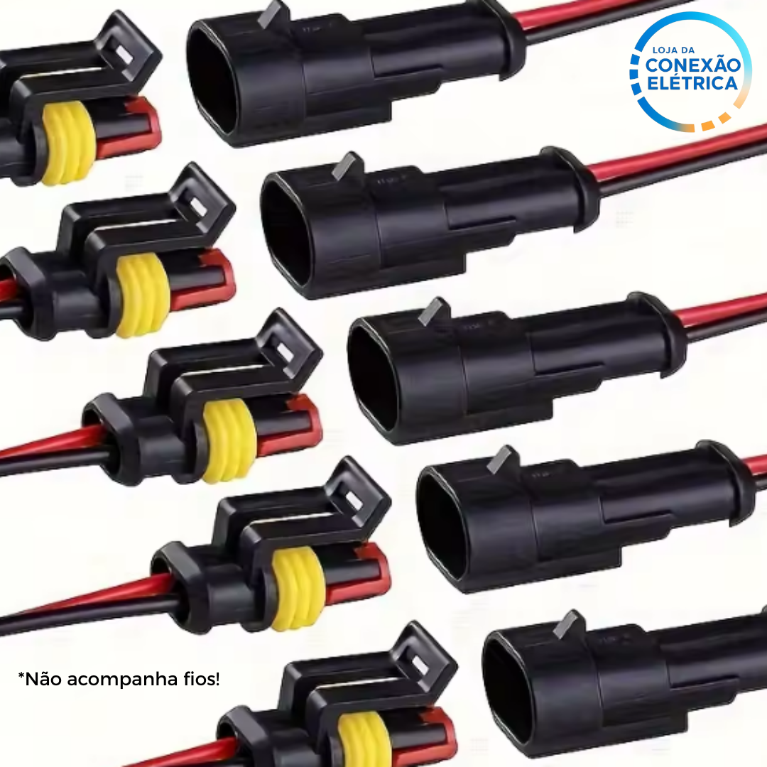 Kit 10 peças Conectores Superseal Macho e Fêmea - 2 vias - Loja da Conexão Elétrica