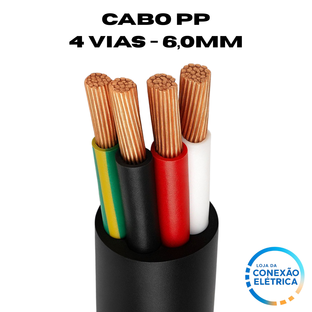 Cabo PP 4X6,0mm² 105°C 750V NBR 9117 - BR, VM, PT, TERRA - Loja da Conexão Elétrica