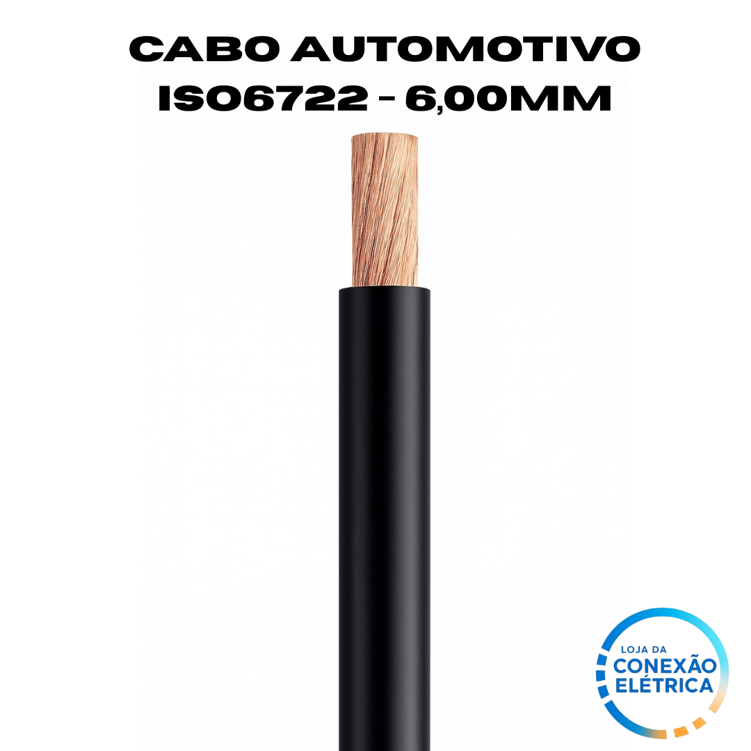 Cabo Automotivo ER 6,00mm2 600v ISO6722 - Rolo com 20 metros - Loja da Conexão Elétrica