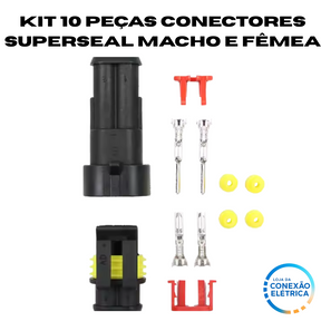 Kit 10 peças Conectores Superseal Macho e Fêmea - 2 vias - Loja da Conexão Elétrica