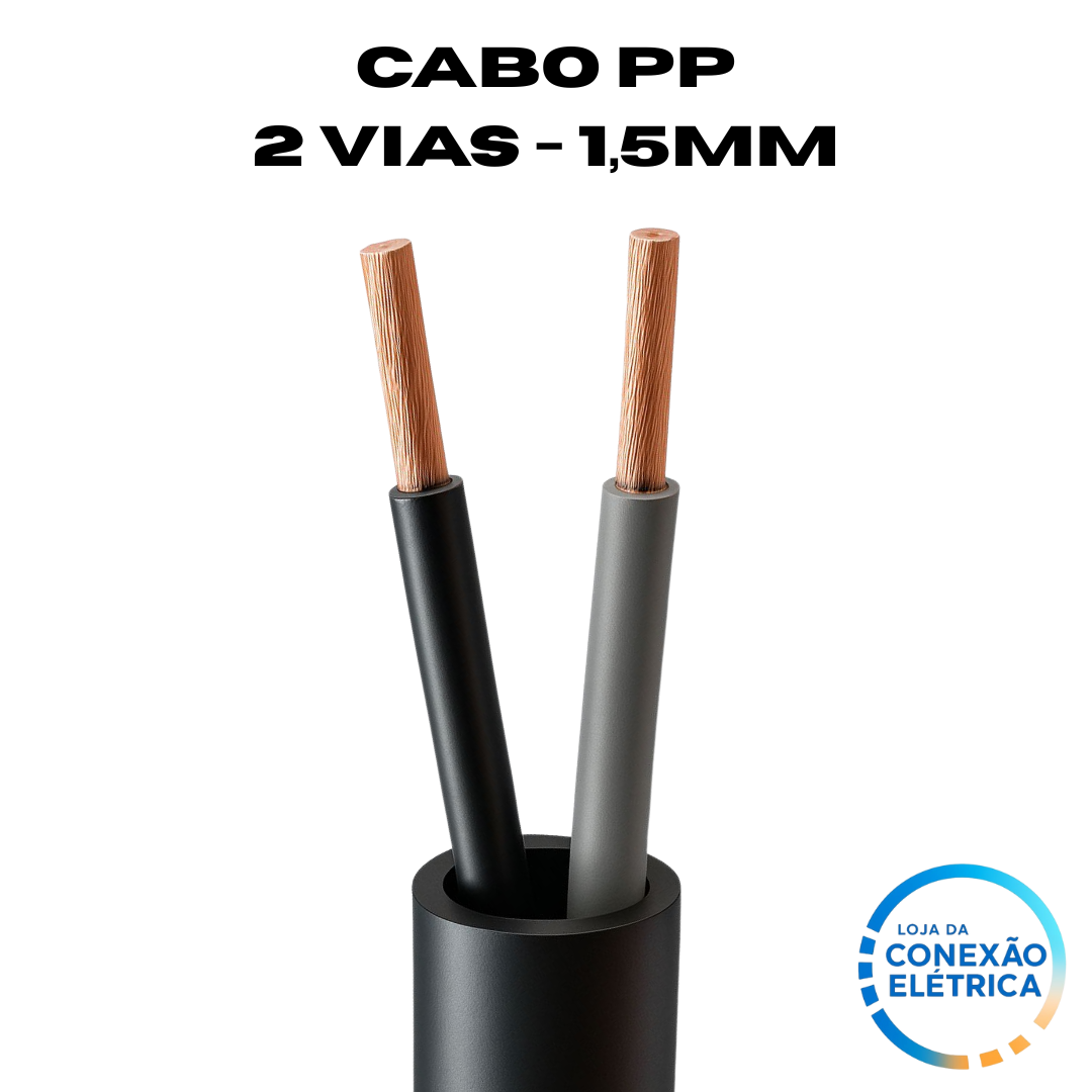 Cabo PP 2X1,5mm² 300/500V NBR NM 247-5 - PT, CZ - Loja da Conexão Elétrica