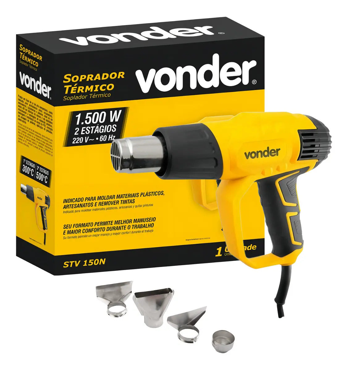 Soprador Térmico 2000W 3 Estágios STV 150 com Bicos VONDER 6001015230