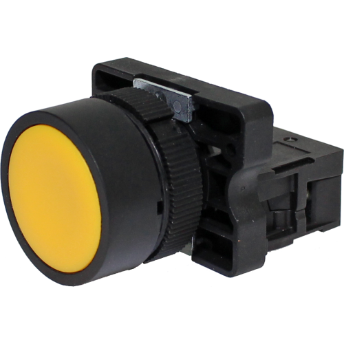 Pulsador Faceado 22MM Plástico - P20AFR-Y-1A - Loja da Conexão Elétrica