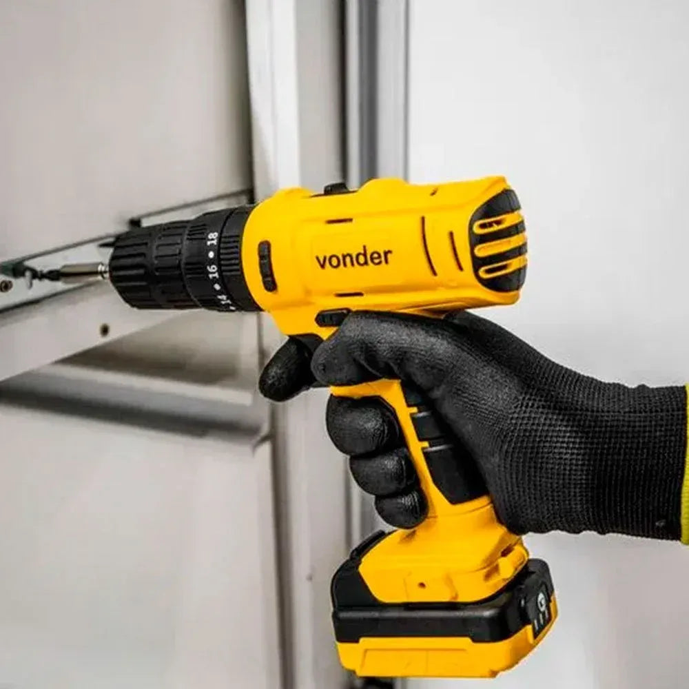 Parafusadeira/Furadeira de Impacto PFV120I a Bateria 12V 3/8 Pol. com Carregador Bivolt Maleta e Acessórios VONDER-PFV120I